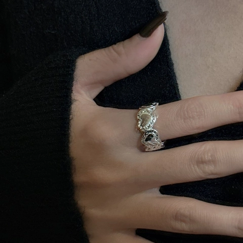 Eleganter 925 Sterlingsilber Herz Ring Für Damen Koreanisch Minimalistisch Verstellbar Textur Offener Ring Mode Schmuck Fingerring Geschenk