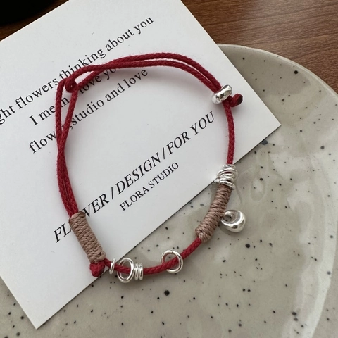 925 Sterling Silver Red String Bracelet For Women Minimalist Hand Woven Luck Braided Rope Teardrop Pendant Jewelry Gift