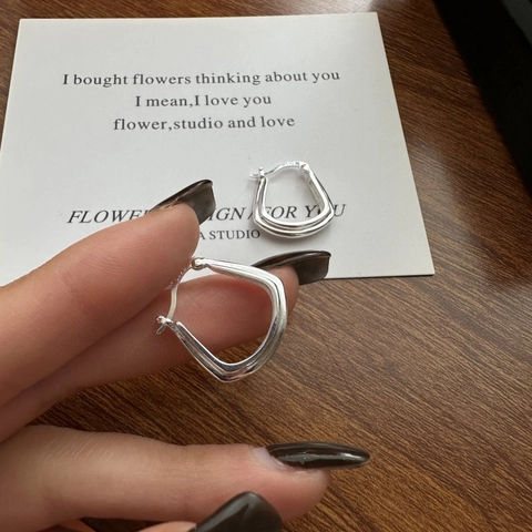 Pendientes de Aro Geométricos de Plata de Ley 925 para Mujer Pendientes de Aro en Forma de U Minimalistas Joyería Diaria
