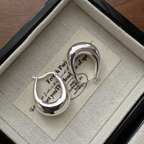 S925 Sterling Zilveren Hoop Oorbellen Voor Vrouwen Minimalistisch Zwaar Dik U-vormig Gepolijst Zilveren Oorbellen Dagelijkse Sieraden