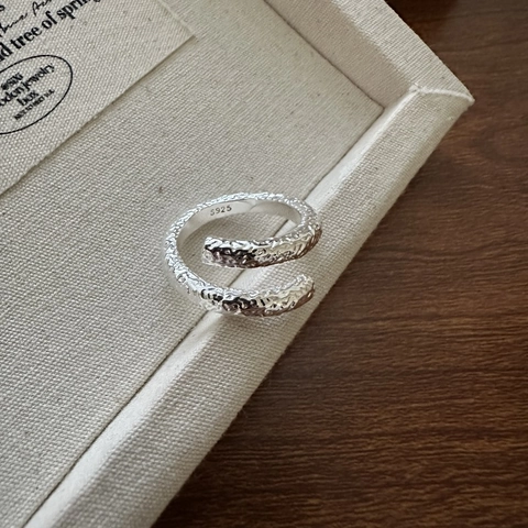 925 Sterlingsilber Texturiert Offener Ring Minimalistischer Koreanischer Stil Geometrischer Verstellbarer Ring Für Damen Schmuck