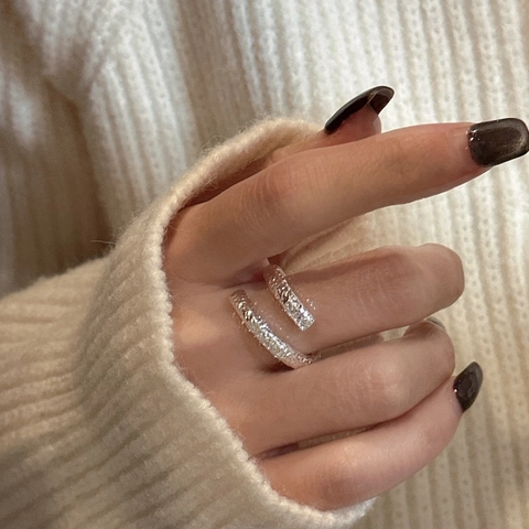 925 Sterlingsilber Texturiert Offener Ring Minimalistischer Koreanischer Stil Geometrischer Verstellbarer Ring Für Damen Schmuck