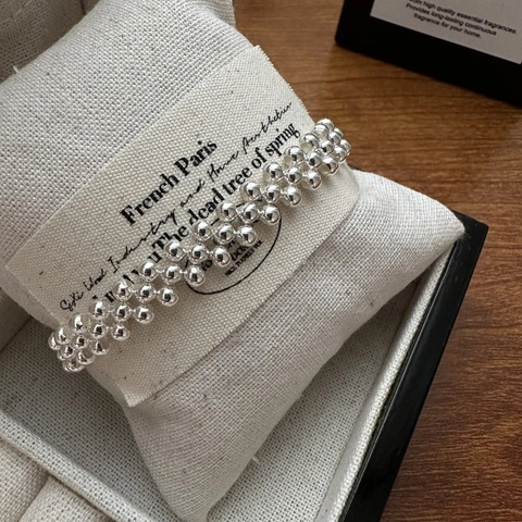925 Sterling Zilver Meerlagig Ronde Kralen Gevlochten Armband Voor Dames Minimalistisch Verstelbaar Koreaans Ins-stijl Sieraden