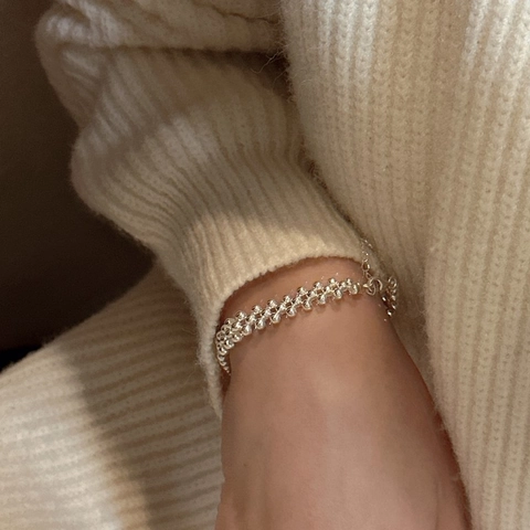 925 Sterling Zilver Meerlagig Ronde Kralen Gevlochten Armband Voor Dames Minimalistisch Verstelbaar Koreaans Ins-stijl Sieraden