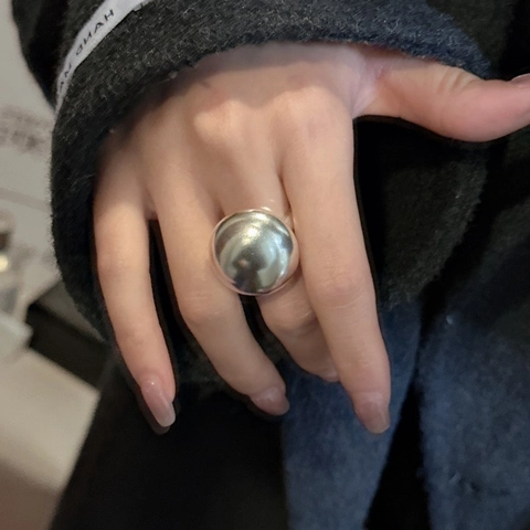 S925 Sterlingsilber Minimalistisch Matt Spiegel Poliert Rund Kugel Offen Ring Für Damen Trendy Koreanisch Verstellbar Fingerring Schmuck