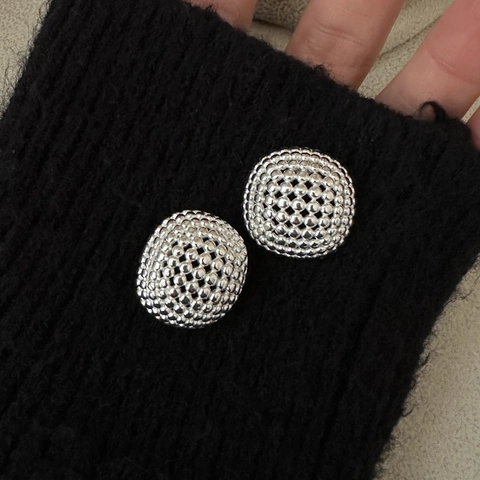 925 Sterlingsilber Kuppel Ohrstecker Geometrische Körnige Textur Koreanischen Stil Minimalistischer Schmuck Für Damen Silber