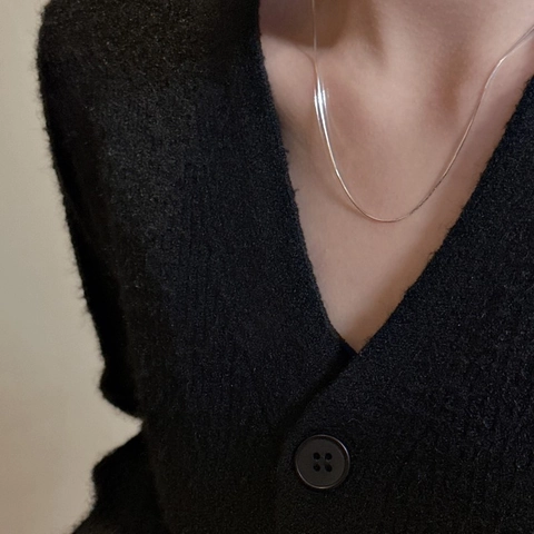 Collana a Catena a Serpente in Argento Sterling 925 Minimalista Design Italiano Choker Galvanizzato Gioielli Donna Quotidiani