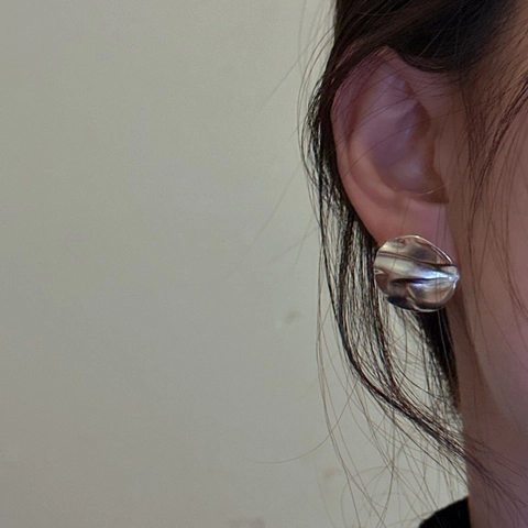 925 Sterling Silver Korean Style Crumpled Texture Round Stud Earrings Minimalist INS Fashion Jewelry For Women Gift