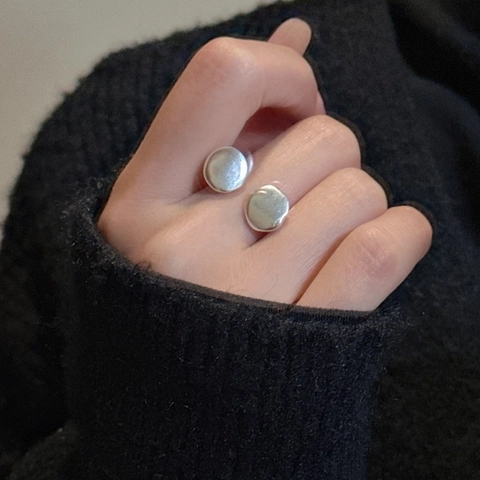 Minimalistisch 925 Sterlingsilber Offener Ring Für Damen Koreanische Mode Matt Frosted Unregelmäßig Geometrisch Verstellbar
