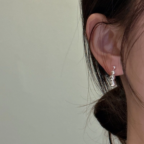 Boucles d'Oreilles Clous Minimalistes en Argent Sterling 925 avec Perles Métalliques Dégradées pour Femmes Style Coréen Bijoux
