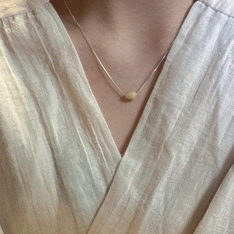 S925 Sterling Silver Natural Stone Necklace Minimalist Pale Green Water Drop Pendant Clavicle Chain Jewelry For Women Gift