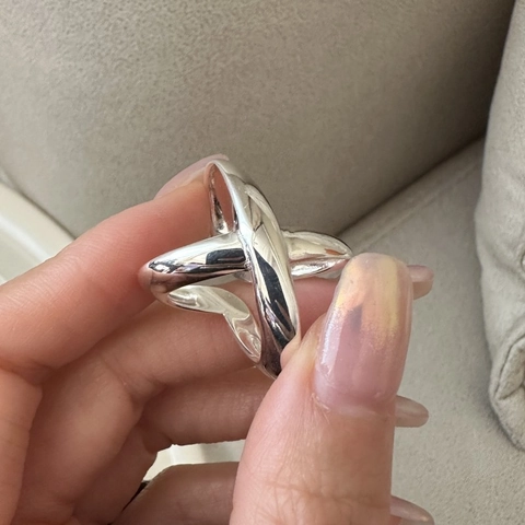 Minimalist 925 Sterling Silver Crossover Ring For Women Geometric X Shape Adjustable Open Finger Ring Korean Style Fine Jewelry