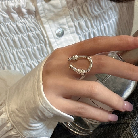 925 Sterling Silver U-shaped Horseshoe Ring For Women Korean Niche Design Adjustable Open Ring Vintage Minimalist Jewelry