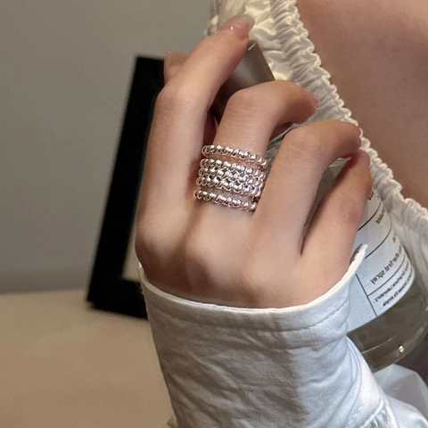 Minimalist 925 Sterling Silver Layered Twist Ring For Women Korean Style Braid Band Open Adjustable Finger Ring Jewelry