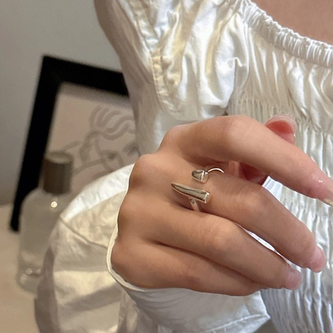 925 Sterlingsilber Minimalistisch Verstellbar Offener Ring Für Damen Elegant Geometrisch Nagel Design Fingerring Schmuck Geschenk