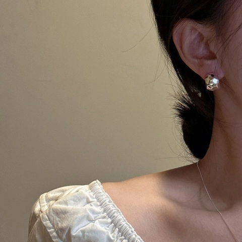 Boucles d'oreilles Créoles Martelées en Argent Sterling 925 pour Femmes Design Géométrique Texturé Vintage en Forme de C Bijoux Cadeau