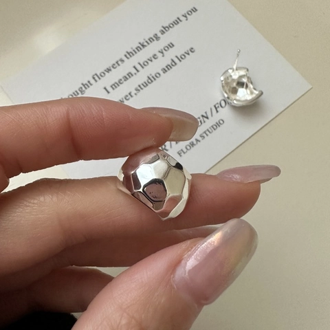 Boucles d'oreilles Créoles Martelées en Argent Sterling 925 pour Femmes Design Géométrique Texturé Vintage en Forme de C Bijoux Cadeau