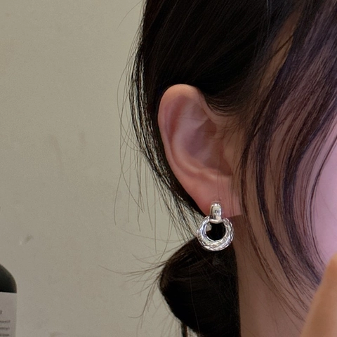 Boucles d'Oreilles Créoles Texturées en Argent Sterling 925 Vintage pour Femmes Boucles d'Oreilles Argent Minimalistes en U