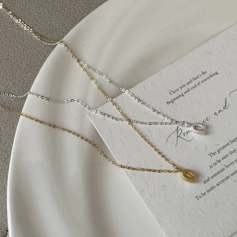 S925 Sterling Silver U-Shaped Pendant Necklace Women Minimalist Matte Frosted Gold Silver Plated Chain Jewelry Gift