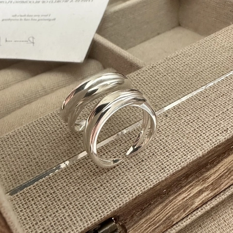 925 Sterling Silver Minimalist Smooth Open Rings For Women South Korean Style Adjustable Geometric Finger Jewelry