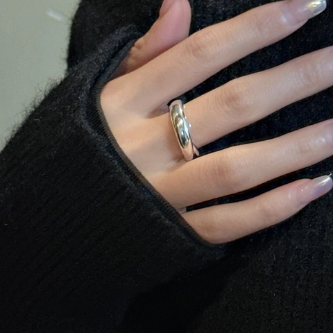 925 Sterling Silver Minimalist Smooth Open Rings For Women South Korean Style Adjustable Geometric Finger Jewelry