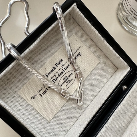 Collana a Catena a Serpente Piatta in Argento Sterling S925 per Donna Catena a Spina di Pesce Minimalista Gioielli Stile Coreano