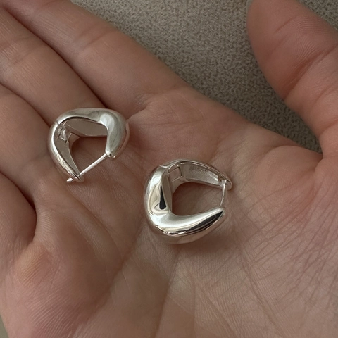 925 Sterlingsilber U-Förmig Ohrringe Damen Koreanischer Stil Retro Minimalistisch Poliert Geometrisch Metall Creolen Schmuck