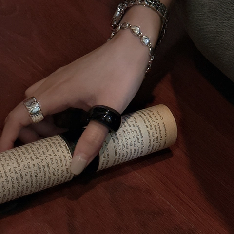 Koreaanse Stijl Minimalistisch Chunky Agaat Ring Voor Vrouwen INS Mode Glad Rond Geometrisch Brede Band Vingering Sieraden