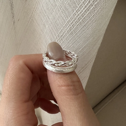 S925 Sterling Silver Double Layer Twisted Woven Ring For Women Vintage Minimalist Korean Style Adjustable Finger Ring Jewelry