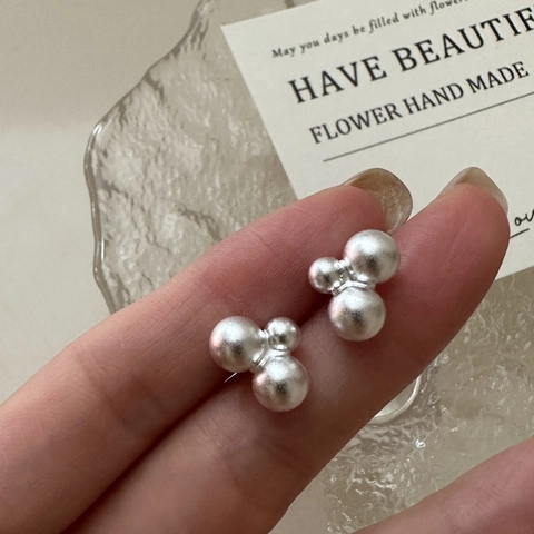 Minimalistische 925 Sterlingsilber Ohrstecker Für Damen Mattes Finish Dreifach Kugel Cluster Ohrringe Koreanische Mode Schmuck