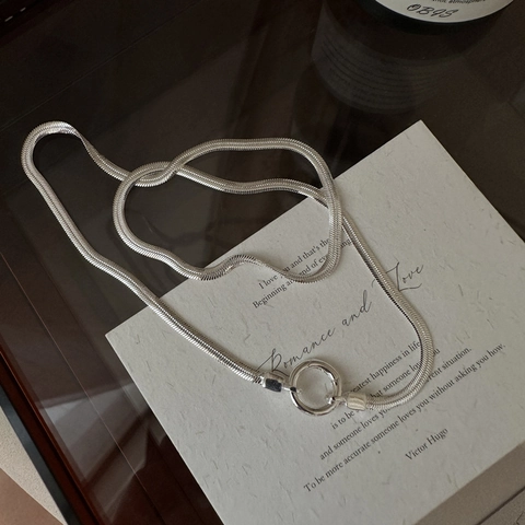 S925 Sterling Zilveren Slangenketting Minimalistische Ronde Veersluiting Koreaanse Stijl Sleutelbeenketting Vrouwen Sieraden
