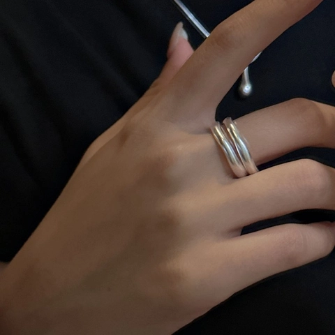 S925 Sterling Zilveren Ring Voor Vrouwen Minimalistische Matte Gematteerde Verstelbare Geometrische Vingerring Mode Sieraden Cadeau