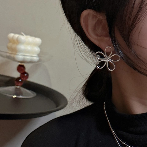 925 Sterlingsilber Hohle Blume Ohrstecker Minimalistische Geometrische Florale Ohrschmuck Für Damen Vintage Silber Ohrringe