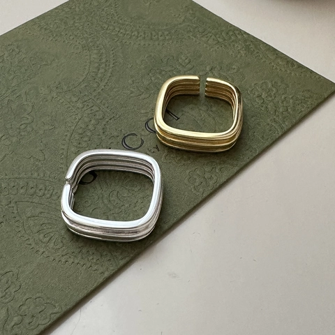 925 Sterlingsilber Quadratischer Ring Für Damen Minimalistisch Mehrschichtig Geometrisch Offen Verstellbar Fingerring Koreanischer Stil Mode Schmuck