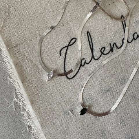 925 Sterling Silver Necklace Marquise Cut Zirconia Pendant Smooth Snake Chain For Women Korean Niche Design INS Fashion Clavicle Chain