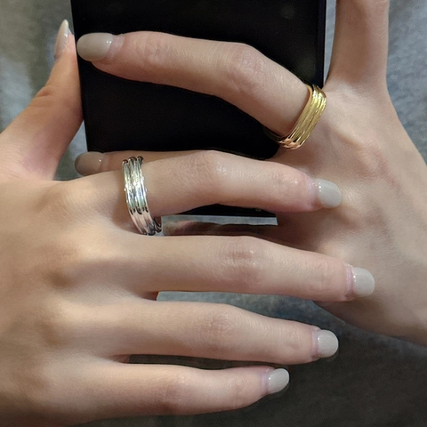 925 Sterlingsilber Quadratischer Ring Für Damen Minimalistisch Mehrschichtig Geometrisch Offen Verstellbar Fingerring Koreanischer Stil Mode Schmuck