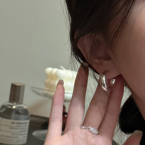 925 Sterling Silver Chunky C-Shape Hoop Earrings For Women Minimalist Polished Glossy Thick Stud Earrings Korean Fashion Jewelry