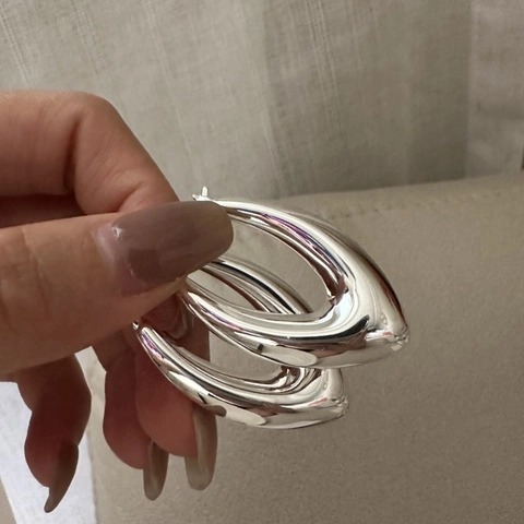 Orecchini a Cerchio in Argento Sterling 925 a Goccia Pesanti per Donna Gioielli Minimalisti Stile Ins Geometrici Lucidati