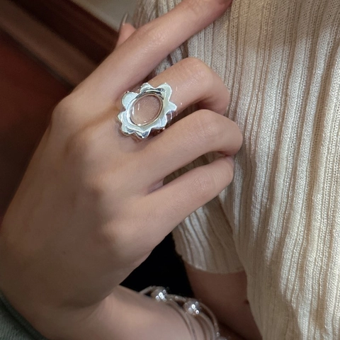 S925 Sterlingsilber Frangipani Blume Ring Für Damen Koreanisch Minimalistisch Hohl Geometrisch Offen Verstellbar Schmuck