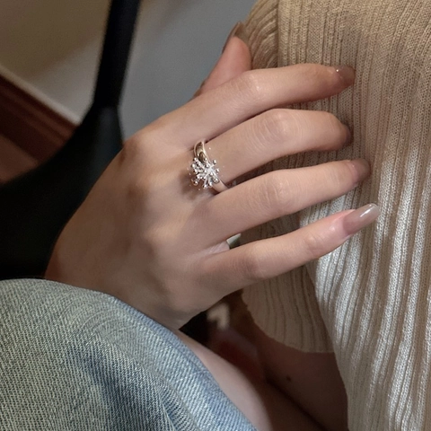 925 Sterlingsilber Feuerwerk Ohrstecker Und Cluster Perlen Verstellbarer Ring Retro Koreanischer Stil Schmuck Für Damen