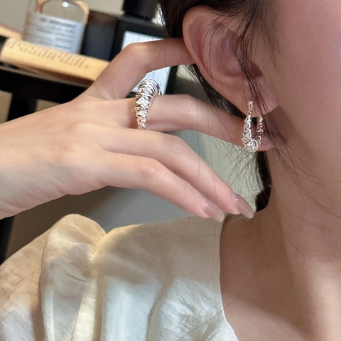 Pendientes de Aro Retorcidos de Plata de Ley 925 para Mujer Diseño Minimalista de Líneas Geométricas Irregulares Joyas Regalo