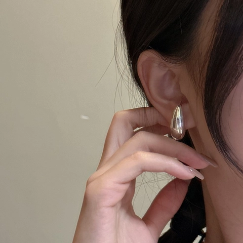 Polsino Per Orecchio In Argento Sterling 925 Minimalista A Goccia Per Donna Elegante Design A Goccia Di Acqua Lucido
