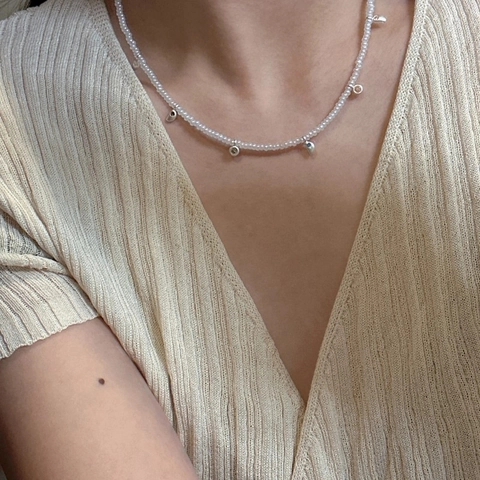 S925 Sterling Silver Beaded Necklace With Colorful Czech Glass Beads Zirconia Artificial Pearl Pendant Jewelry For Women