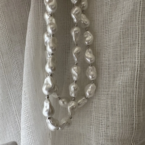 Collana in Argento Sterling S925 con Perle Artificiali Barocche per Donna Stile Coreano Girocollo con Perle Irregolari Gioielli