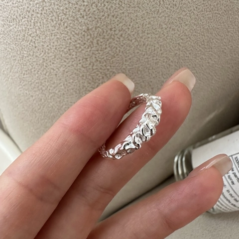 Vintage 925 Sterlingsilber Ring Mit Unregelmäßiger Textur Für Damen Minimalistischer Verstellbarer Lava-Fingerring Schmuck