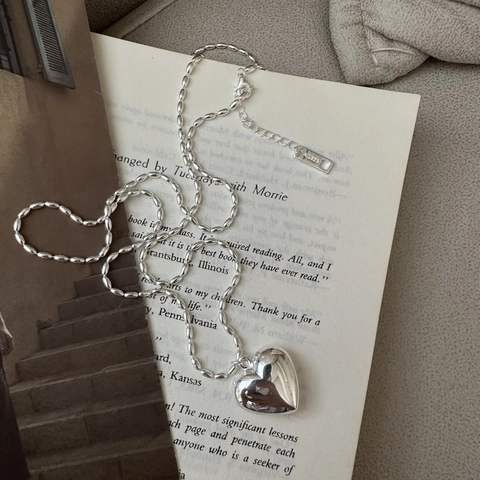 S925 Sterling Zilveren Hart Hanger Ketting Minimalistische Elegante Parelsnoer Lange Ketting Voor Vrouwen Sieraden Cadeau