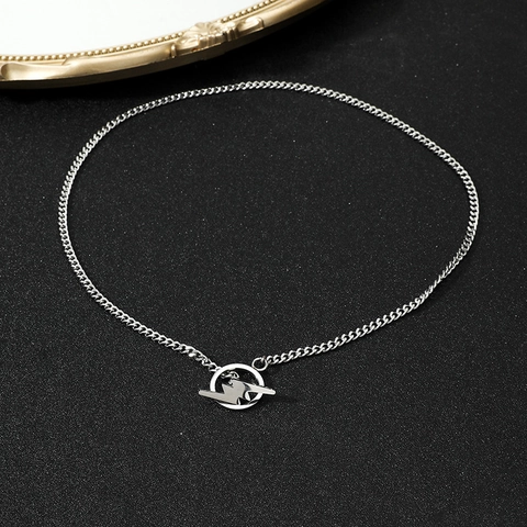 Roestvrij Staal Bliksem Hanger Halsketting Hip-Hop Pantserketting OT Knevelsluiting Streetwear Sieraden Voor Heren Dames Zilver