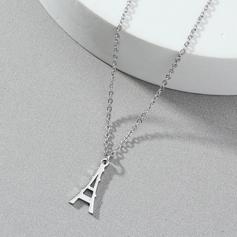 Collana con Ciondolo Torre Eiffel in Acciaio Inossidabile Minimalista Catena a O Argento Gioielli da Donna