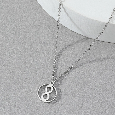 Collana Minimalista in Acciaio Inossidabile Con Ciondolo a Cerchio Simbolo Infinito Per Uomo Donna Argento Geometrico Tondo Cavo Gioielli Regalo