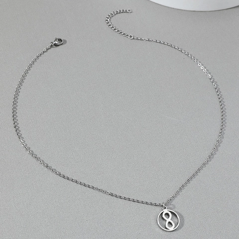 Collana Minimalista in Acciaio Inossidabile Con Ciondolo a Cerchio Simbolo Infinito Per Uomo Donna Argento Geometrico Tondo Cavo Gioielli Regalo